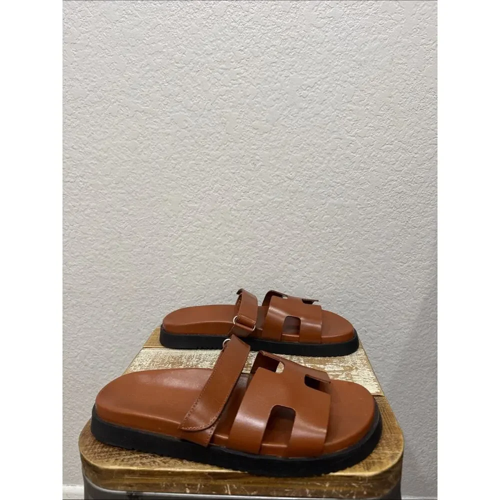 Steve Madden Mayven Camel Leather Slide Sandals Size 9.5 NEW - Picture 3 of 8